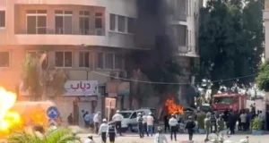 Blasts rock Damascus during French President Macron's visit