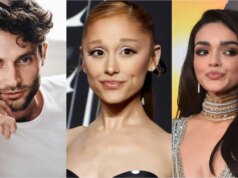 Rachel Zegler joins Penn Badgley at Ariana Grande concert