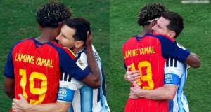 Lamine Yamal comforts Messi with tight hug after World Cup final